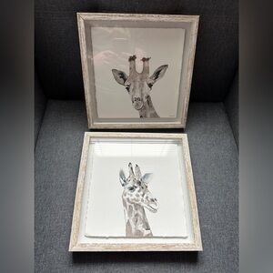 Framed Print (2) Set “All About Giraffe” Floating Print - Marmont Hill Art 11x11